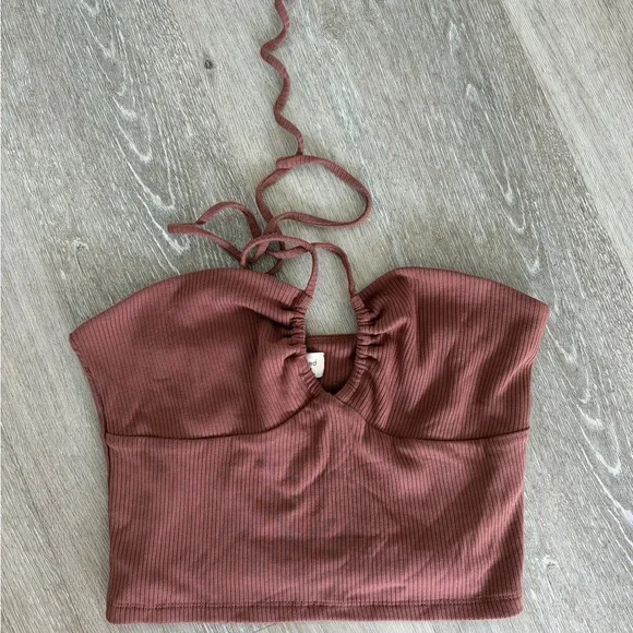 Wilfred Chestnut Ribbed Halter Top - Picture 1 of 3
